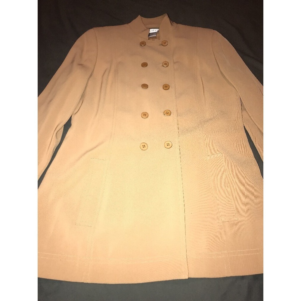 Worth Petite Sz 6 Women Button Blazer Jacket Career Beige - Picture 2 of 5